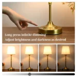 Lampe de chevet dorée classique avec port USB intégré – Image 8