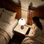 Lampe de chevet vintage en verre plissé – Image 7