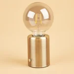 Lampe de chevet vintage dorée à ampoule LED apparente – Image 7
