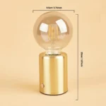 Lampe de chevet vintage dorée à ampoule LED apparente – Image 2